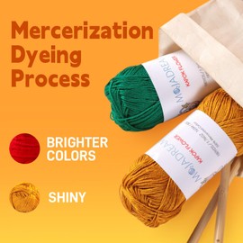 Mojadream 4 Pack of 180YDS/1.76OZ 100% Cotton Yarn, Soft Mercerized Cotton for Amigurumi with Easy-to-See Stitches, Fine-Sport #2, Amigurumi Cotton Yarn for Crocheting Strong and Silky, Cream