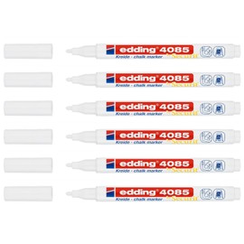 Edding 6 x Liquid Chalk Markers 4085 White Round Tip 1-2mm