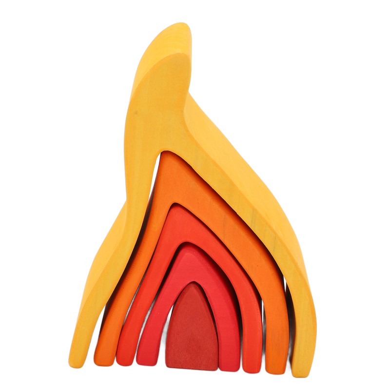 5pcs Fire Flame Element Stacking Toys Wooden Stacker Nesting Building