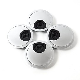 DIYI 4-Piece 50 mm Cable Grommet Cable Box Cable Guide for Computer Table Office Silver 50 mm x 5 cm Zamak Pack of 4