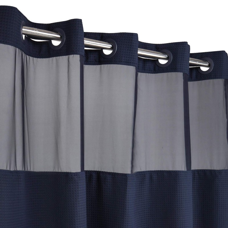 No Hooks Required Dotted Waffle Weave Shower Curtain with Snap