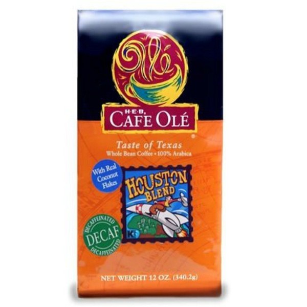 HEB Cafe Ole Houston Blend Decaf Medium Roast Whole Bean Coffee - 3 Pack