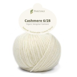 Pascuali Cashmere 6/28, 25 g, 100% Cashmere Wool, Organic Cashmere for Knitting and Crocheting, Colour: Wool White 54