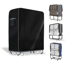 Folding Bed Storage Cover – Waterproof & Dustproof Protector for Rollaway & Twin Beds, Black & Gray, Fits 31.5"L x 14"W x 44"H