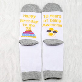 MBMSO 2 Pairs 18 Year Old Birthday Gifts Socks Happy Birthday to Me Gifts 18th Birthday Gifts 18 Years of being Awesome (Awesome 18th)