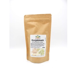 TOPFRUITS Konjakmehl 250g Glucomannan Pulver gemahlen - 36000 cps - Amorphophallus konjac, Teufelszunge
