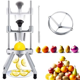 Commercial Lemon Cutter 4-Section with V-Shaped 420 Stainless Steel Blades，Easy Wedger Stainless Steel Blade Fruit Lime Slicer NSF Certified Easy-to-Use for Bar Restauran
