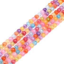 JOE FOREMAN 6mm Dyed Semi Precious Round Mixed Crackle Rock Quartz Gemstone Beads for Jewelry Making Strand 15"