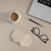 YONGHEE Travertine Coasters Set of 6 with Holder, Hexagonal Rustic