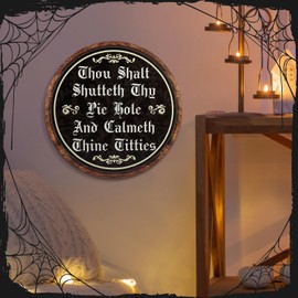 Putuo Decor Gothic Room Decor for Bedroom, Goth Home Decor Aesthetic Antique Wall Art, Wood Dark Academia Wall Decor Creepy Art Scary Picture Witch Decoration for Bedroom