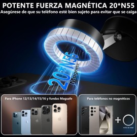 Soporte Vacuum Magnetic para Celular, Fuerte Adsorción Doble Cara, Plegable, Retráctil, Portátil, Rotación de 360 Grados, Puede en Coche, Gimnasio, Superficie lisa Etc, Compatible con Todos Celular