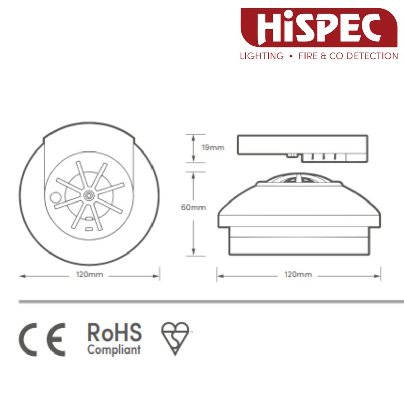Hispec Electrical Products Limited HSSA/HE/FF Detector, 240 V, White