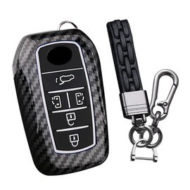 Toyota Key Case, Key Holder, Key Cover, Key Protection, New Model, Voxy Noah 90 Series, Compatible with Alphard and Vellfire 30 Series, Scratch Prevention, 5 Bodan, ABS, Carbon Black