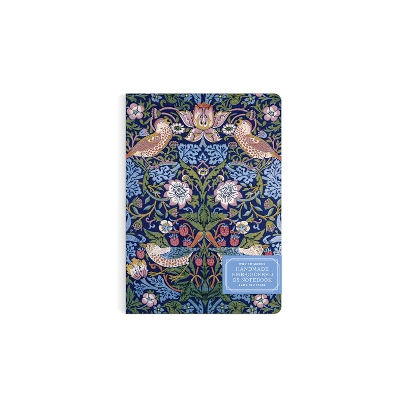 William Morris Strawberry Thief Handmade Embroidered B5 Journal