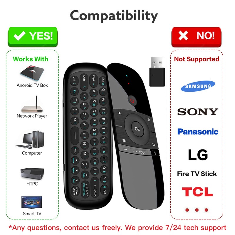 Upgrade WeChip W1 Air Mouse Romote Control with Keyboard，IR/RF TV
