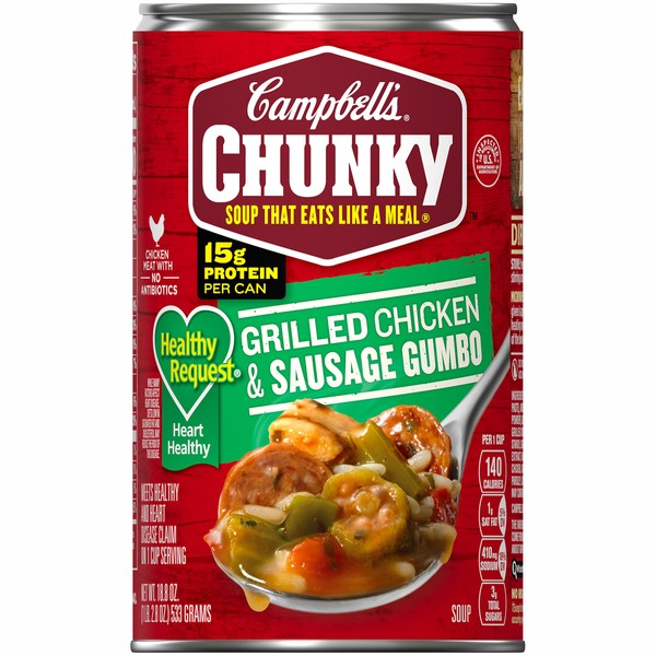 Campbell's Chunky Soup, Healthy Request Chicken & Sausage Gumbo, 18.8 Ounce Can