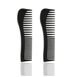 All Purpose Wide Tooth Comb,2 Pack Hair Comb Set 7.2 inch Plastic Anti-Static Barber Comb,Tooth&Fine Tooth Comb Hairstyle Comb Grooming Comb for Men Women (Black)