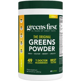 Greens First Polvo Original Greens - 49 Superalimentos - Frutas y Verduras Orgánicas - Prebióticos, Probióticos y Enzimas Digestivas - Batido Antioxidante - Sin Lácteos/Vegetal