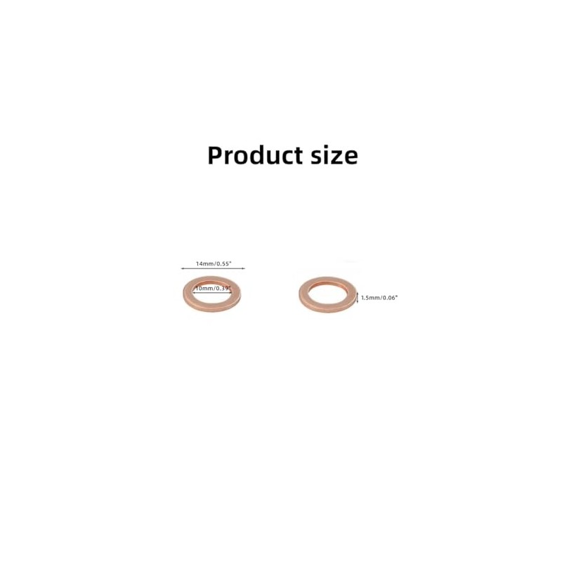 LUOQIUFA M10 Flat Washer Copper Sealing Ring, Inner Diameter 10mm,