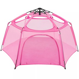 Alvantor Kids Pop Up Play Tent 7'x7'x4' Playpen for Boys Girls, Blue & Pink - Pink