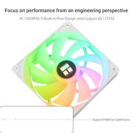 Thermalright TL-C12CW-S CPU Fan 120mm White ARGB Case Cooler Fan, 4pin PWM Silent Computer Fan With S-FDB Bearing Included, up to 1500RPM cooling fan（3 quantities）