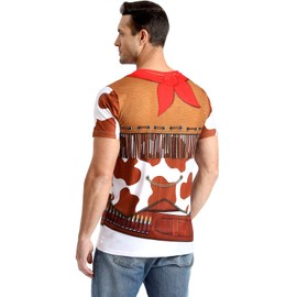 Funny World Cowboy Shirt for Men Sheriff Costume Western T-Shirts, Large, Multicolor