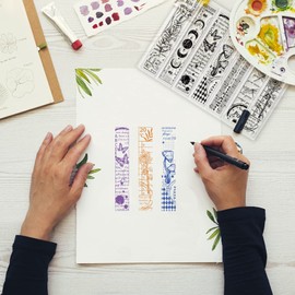 GLOBLELAND Vintage Scrapbooking Bookmarks Clear Stamp Flower Butterfly Dragonfly Phase Sunflower Mushroom Musical Note Silicone Transparent Seal Stamp for Card Making Scrapbooking Album Crafting Decor