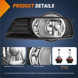 Nilight Fog Lights Assembly Compatible with 2007 2008 2009 Toyota Camry Clear Lens Driver and Passenger Side w/H11 12V 55W Bulbs
