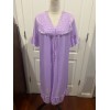 Silky Sleeveless Nightgown w/Robe Embroidery Lace Floral Design Purple Size