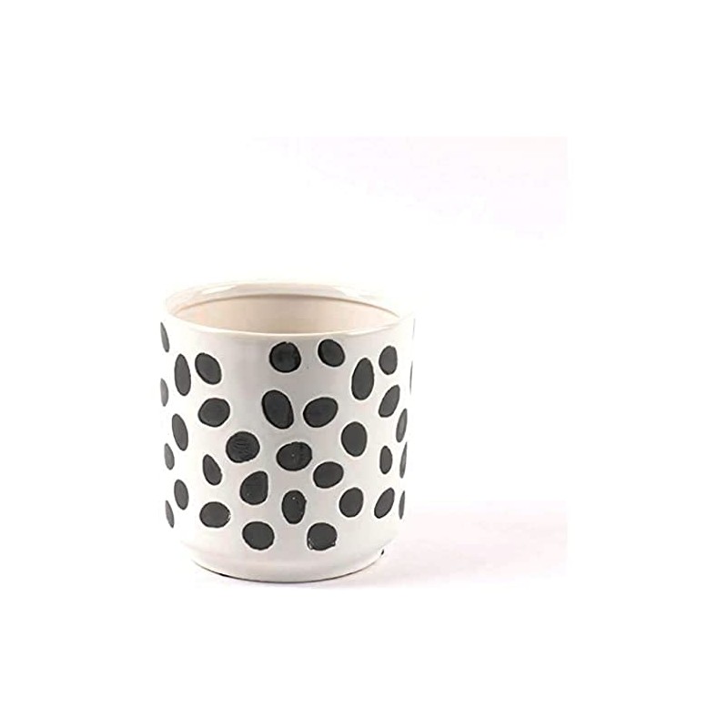 Sill and Sage Glossy Dot Pots, Black/White, Medium