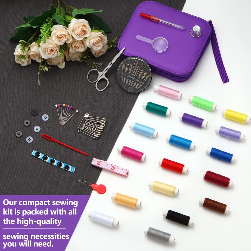 Sewing Kit, AUERVO Mini Sewing Kits 86PCS Thread and Needles