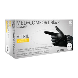 Pack of 100 Vinyl Nitrile Gloves in Dispenser Box - Black - Disposable Gloves (XL)