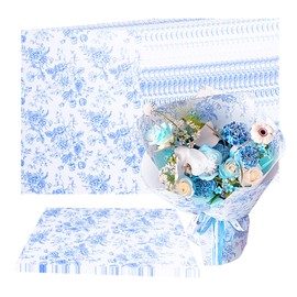 Auch 60 Sheets Blue Floral Tissue Paper Gift Wrapping Paper Vintage Blue White Flower Art Paper for DIY Crafts Birthday Baby Shower Wedding Party Decor, 19.7 x 27.6 Inch (Blue Floral)