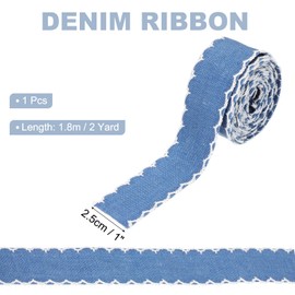 PATIKIL 1" Denim Ribbon, 4 Yard Layering Jean Fabric Craft Wavy Edge Strip for Bow DIY Making Hair Clip Garment Sewing Decorations, White