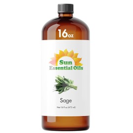 Sun Essential Oils Sage Essential Oil 16oz for Aromatherapy, Diffuser, Skin Care, Eases Pain and Massage – Pure Sage Essential Oil for Diffuser