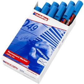 edding 330 Permanentmarker - hell-blau - 10 Stifte - Keil-Spitze 1-5 mm - wasserfest, schnell-trocknend - wischfest - für Karton, Kunststoff, Glas, Holz, Metall, Glas