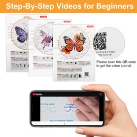EEEKit Embroidery Kit for Beginners, DIY Cross Stitch Kit, Needlepoint Kit, Butterfly Embroidery Starter Kit with Step by Step Video Tutorial Instruction, Mother's Day Gifts