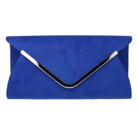 Girly Handbags Womens Envelope Faux Suede Clutch Bag (Royal Blue)