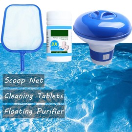 Swimming Pool Cleaning Kit Accessories Garden Pond Test Strips Spa Home Floating Dispenser Tablets Leaves Skimmer Net Outdoor