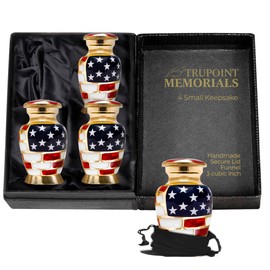 Trupoint Memorials Small Urns for Human Ashes Keepsake, Military and Patriotic Decorative Mini Cremation Urn for Veteran Adult Men & Women, Set of 4, Gold