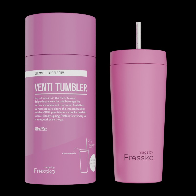 Fressko Ceramic Lined Tumbler with Titanium Straw - Venti 20oz,