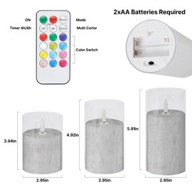 Tzgckui Flickering Flameless LED Candles with Remote,Color Changing Candles Battery Candles with Timer,4'' 5'' 6'' Pillar Candles Set of 3 Pack for Festival Wedding Home Party Decor
