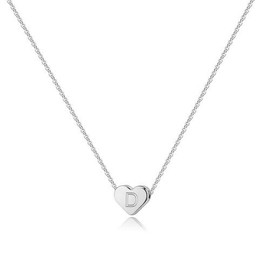 Initial Heart Necklace for Girls Women, Dainty Heart Pendant Necklace for Women Girls Jewelry Simple Necklace (Silvery, 41-50CM)