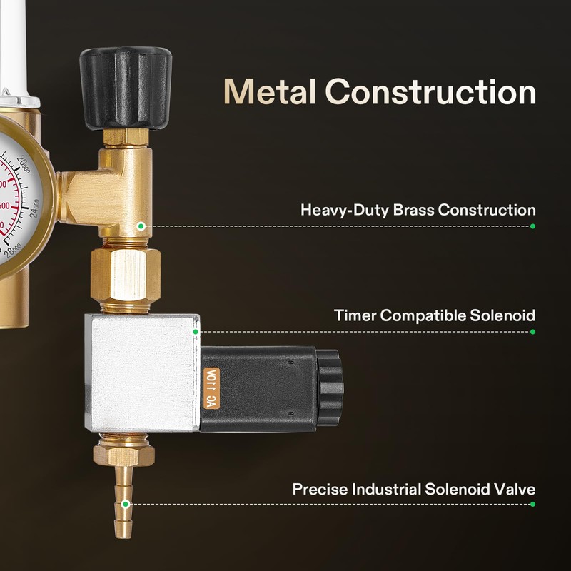 VIVOSUN Hydroponics CO2 Regulator Emitter System with Solenoid Valve Flowmeter