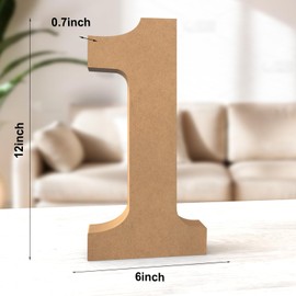 Aruatu 12 Inch Balsa Wooden Numbers Unfinished Wood Numbers for Wall Decor Decorative Standing Numbers Large Numbers for Wall Decoration for Craft Home Party Projects (1)