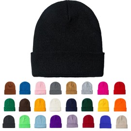 Rosoz Beanie Hats for Men, Slouchy Beanies for Men Knitted Caps for Women Soft Warm Unisex Cuffed Beanie Black