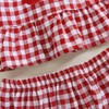 Sasaerucure Summer Outfit Clothes Baby Girl Plaid Cherry Sleeveless Tunic