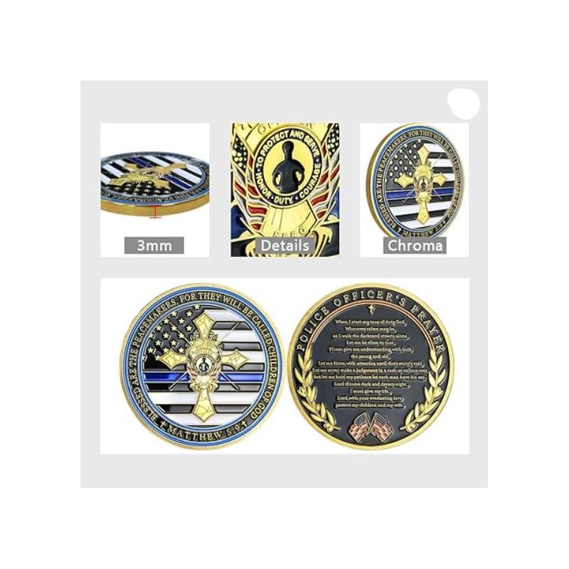 Police Patron Saint Michael Challenge Coins (Police Patron Saint Thin