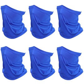SHEVERCH 6 Pack Blue Neck Gaiter Face Mask Sun Protection Cooling Bandana Face Cover Windproof Dustproof Neck Scarf