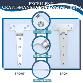 SHENGHUISS Boat Door T Hinge Strap Marine Grade Hatch Hinge Stainless Steel 316 6 Holes Casting Hinge w/Fasteners for Boat, RVs (8 inch x 4 inch 2 Pack)